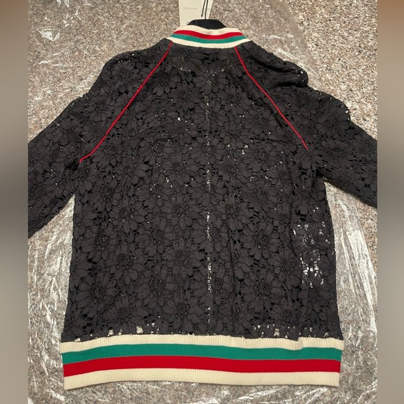 GUCCI 🌟 Floral Guipure Lace Bomber Jacket in Black—NWT - Picture 11 of 17